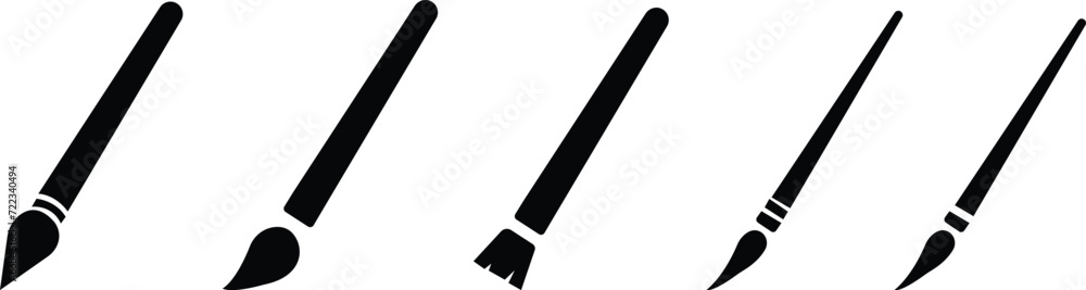 Black contour paint brush icon set, vector design image, solid logo pictogram, Brush Icon in trendy flat style isolated on transparent background. Paint symbol for your web site design, logo, app, UI. Black contour paint brush icon set, vector design image, solid logo pictogram, Brush Icon in trendy flat style isolated on transparent background. Paint symbol for your web site design, logo, app, UI.