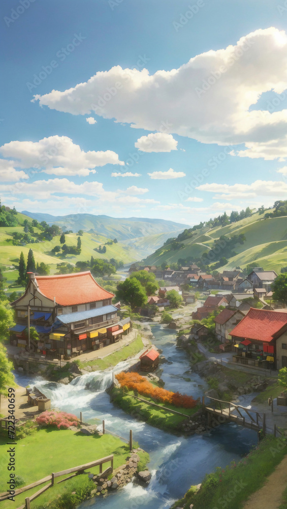 Fototapeta premium village in the mountains