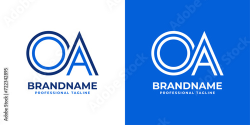 Letters OA Line Monogram Logo, suitable for business with OA or AO initials photo