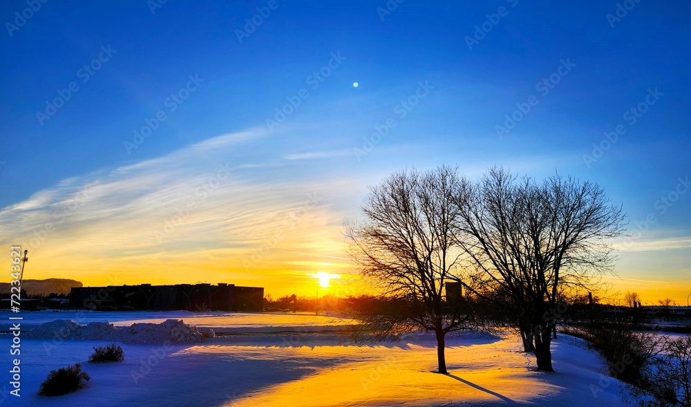 Fototapeta premium sunset over the river