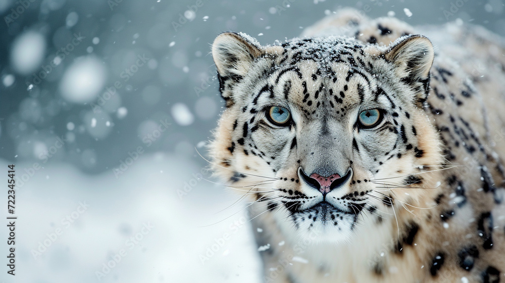 snow leopard in the snow snow leopard in the snow
