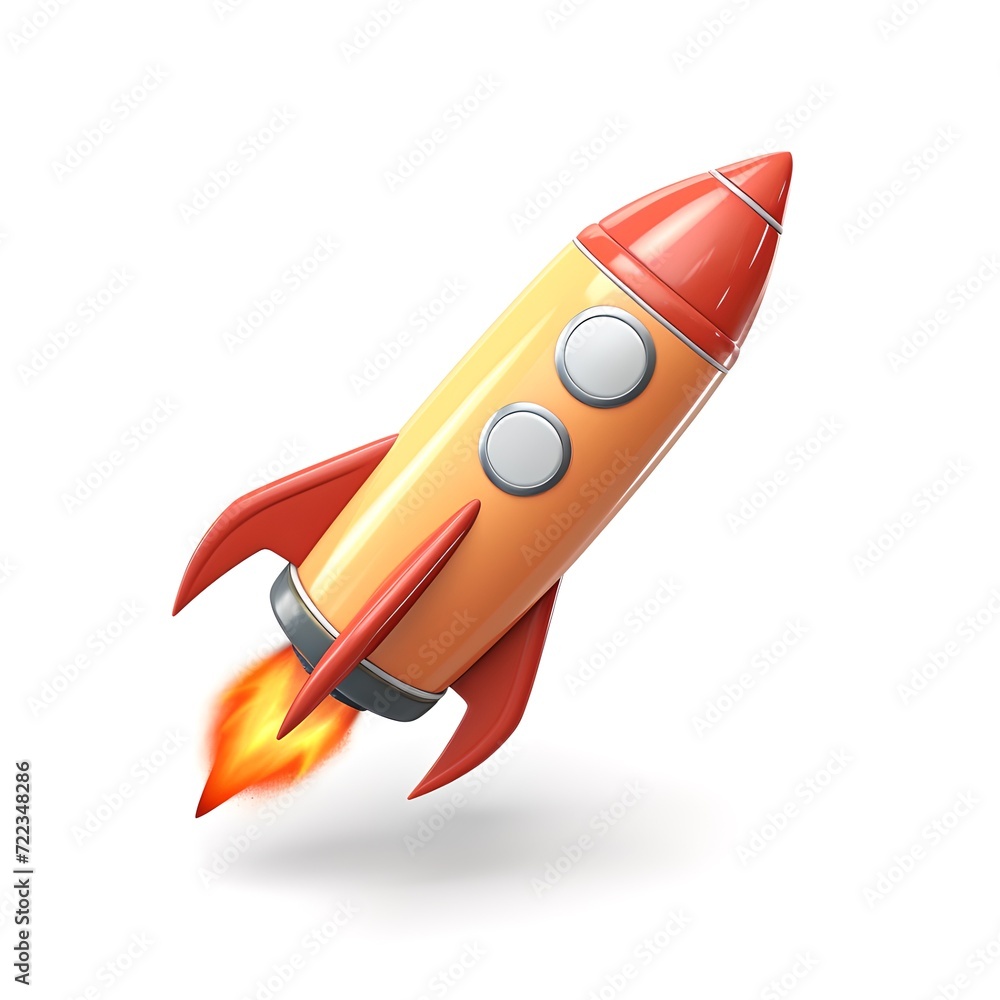 illustration of flying 3d rocket on neat white background illustration of flying 3d rocket on neat white background