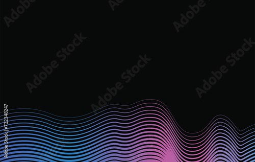 abstract black background with wave line pattern colorful 