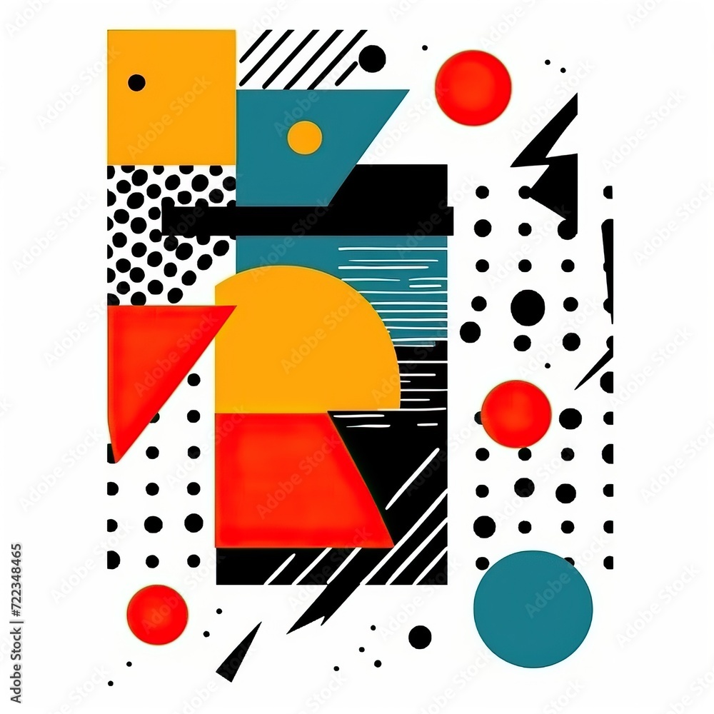 Poster with a memphis style colorfull graphic pattern