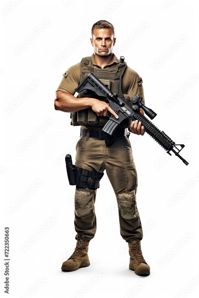 Armed Soldier Ready for Action, AI Generated Armed Soldier Ready for Action, AI Generated