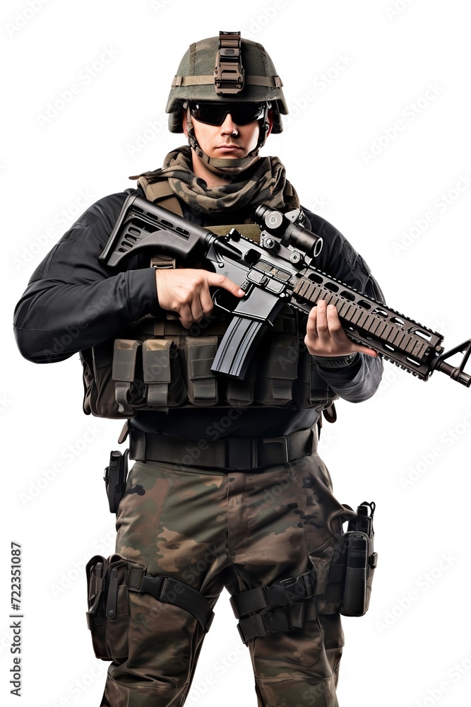 Armed Soldier Ready for Action, AI Generated