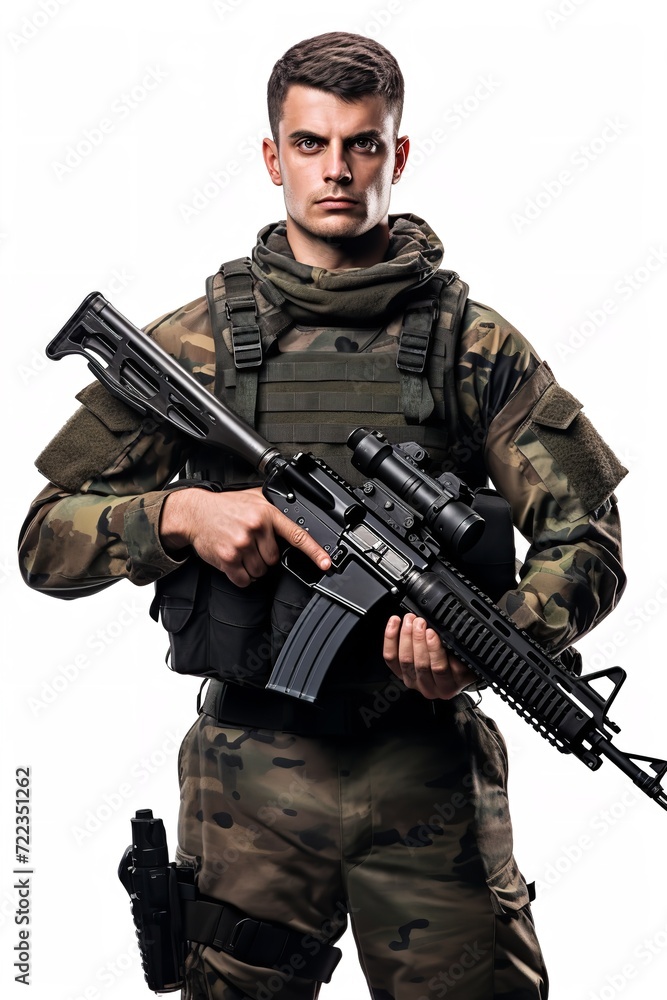 Armed Soldier Ready for Action, AI Generated Armed Soldier Ready for Action, AI Generated