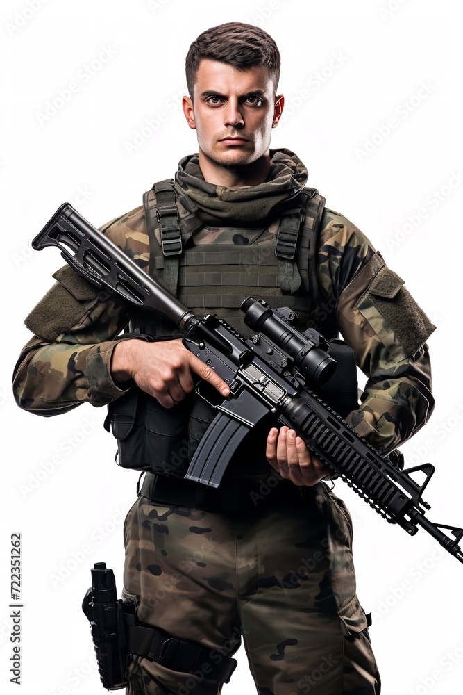 Armed Soldier Ready for Action, AI Generated