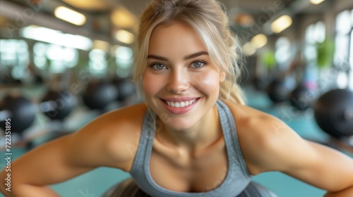 Smiling Woman Exercising at the Gym During Daytime photo