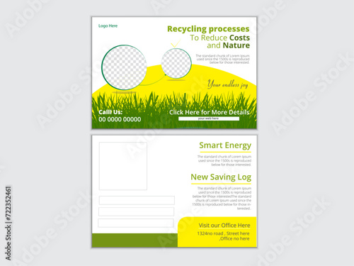 Unique reduce nature business professional postcard design template.