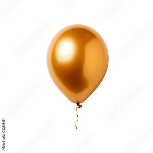 golden helium balloon on neat white background photo
