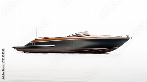 Elegant Riva Boat Gliding on Serene Lake - AI Generated