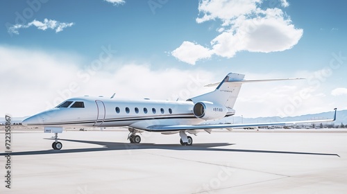 Executive Private Jet Soaring High in the Blue Sky - AI Generated