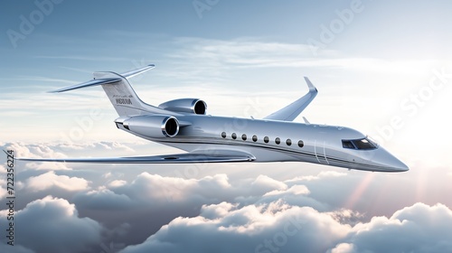 Executive Private Jet Soaring High in the Blue Sky - AI Generated photo