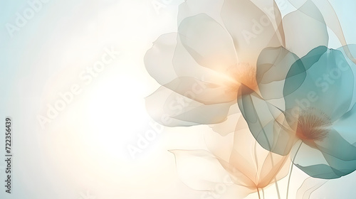 Nature abstract of flower petals, beige transparent leaves with natural texture as natural background, banner. Macro texture, neutral color aesthetic photo with veins of leaf, botanical design.