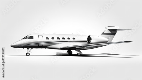Elegant Private Jet Parked on Tarmac Ready for Takeoff - AI Generated photo