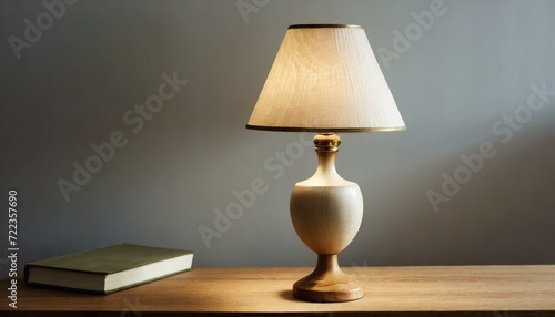 lamp on the table book wallpaper 3D living room, Classic Simplicity Mockup with Wooden Table lamp book 