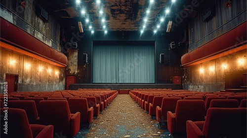 A cinema theatre before presentation. Generative AI.