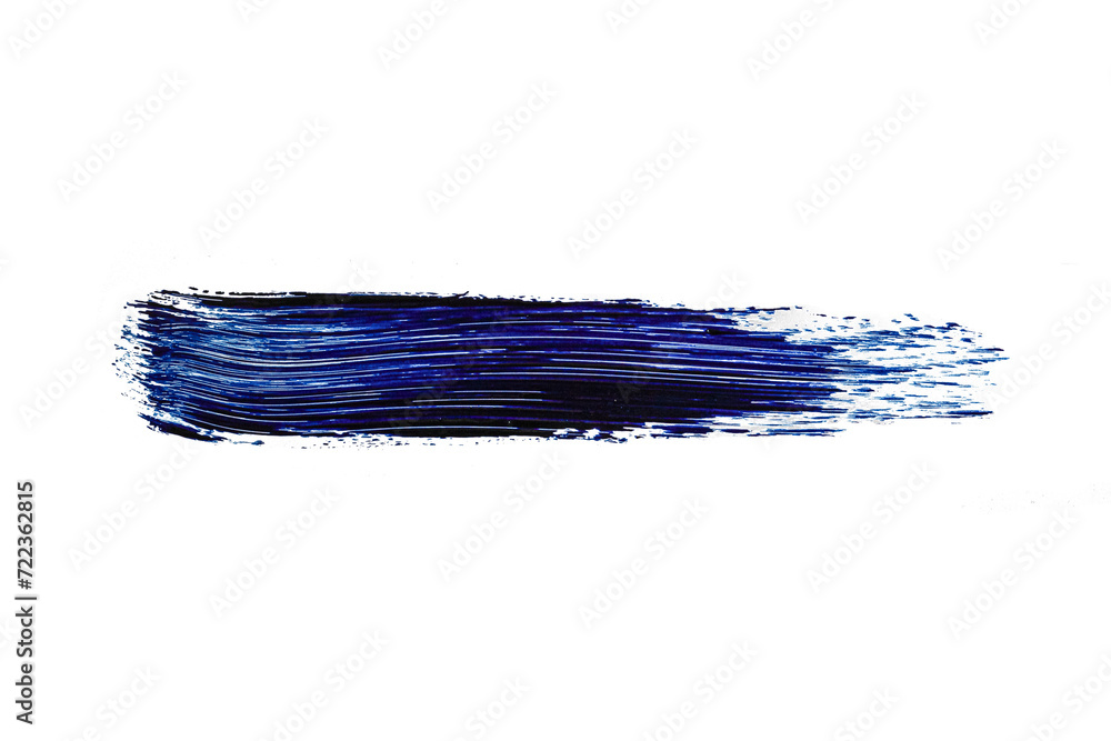 Freigestellte farbige Pinselstriche auf transparentem Hintergrund, .Borstenpinselstrich als Farbstreifen Markierung blau
