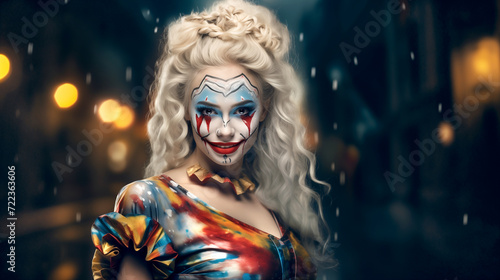 clown in the snow person in the mask comic performer who wears a costume and makeup wallpaper