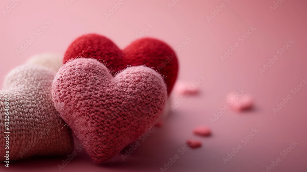 Knitted heart, Happy Valentines Day, Romantic background, Love wins, Celebrating special occasion together, Elegant Valentine's Day Card Design, Romantic banner with Copy Space Knitted heart, Happy Valentines Day, Romantic background, Love wins, Celebrating special occasion together, Elegant Valentine's Day Card Design, Romantic banner with Copy Space