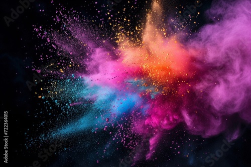 Explosion of colored powder on black background © Ahtesham