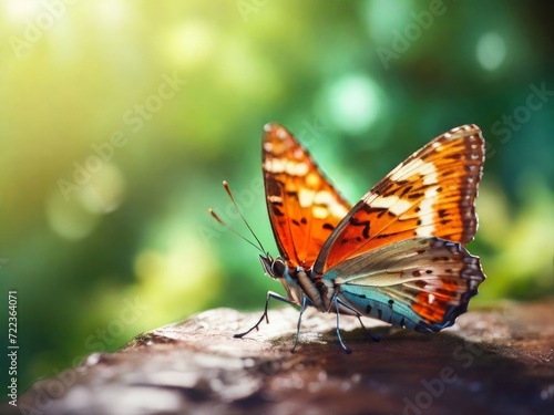 butterfly sitting on stone in forest