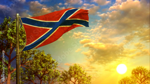 waving flag of Novorossia at sunset for independence day - abstract 3D illustration photo
