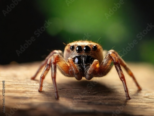 spider on the wood isolated background 