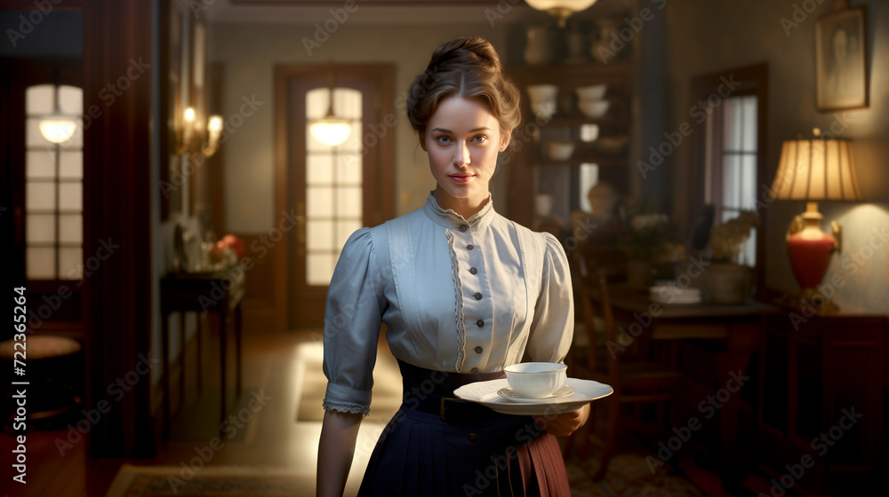 female domestic servant who wears a traditional maid waitress service staff barmaid female domestic servant who wears a traditional maid waitress service staff barmaid