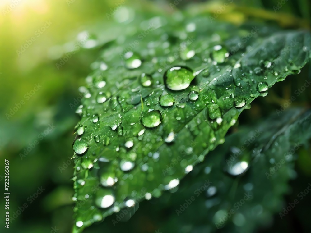 water drops on green leaf water drops on green leaf