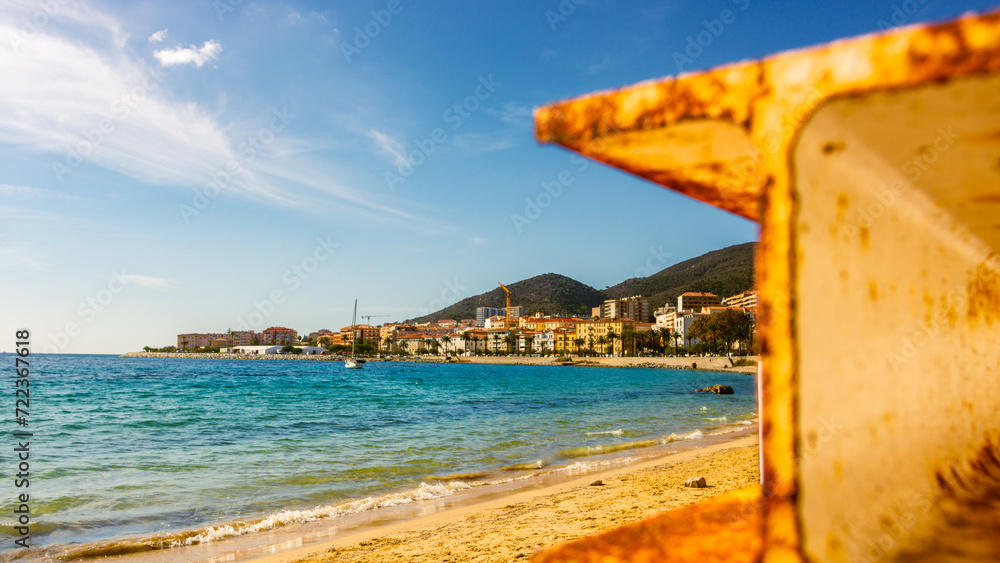 Fototapeta premium Ajaccio public beach, summer landscape of Corsica