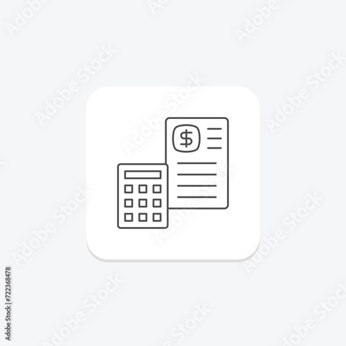 Accounting icon, finance, calculation, money, financial analysis thinline icon, editable vector icon, pixel perfect, illustrator ai file