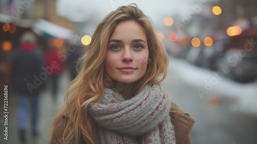 Blonde Woman Wearing Scarf and Long Hair