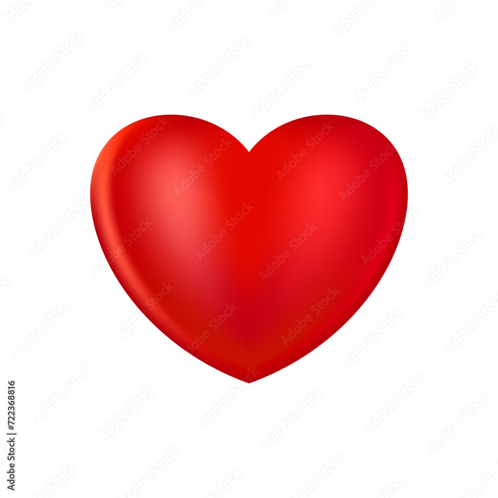 Realistic red heart icon. 3D heart shape. Vector illustration EPS 10.