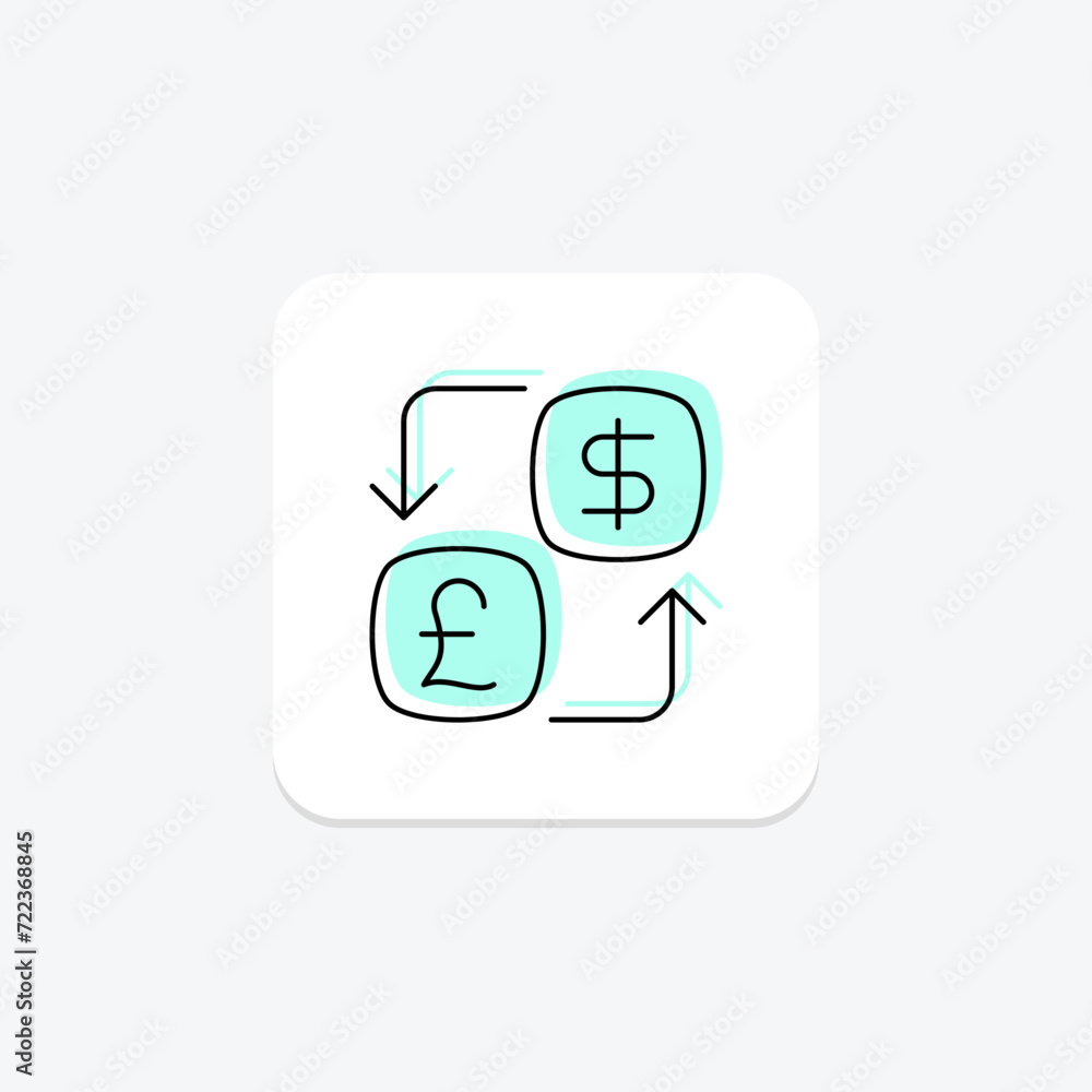 Money Conversion icon, currency, exchange, finance, currency conversion color shadow thinline icon, editable vector icon, pixel perfect, illustrator ai file Money Conversion icon, currency, exchange, finance, currency conversion color shadow thinline icon, editable vector icon, pixel perfect, illustrator ai file