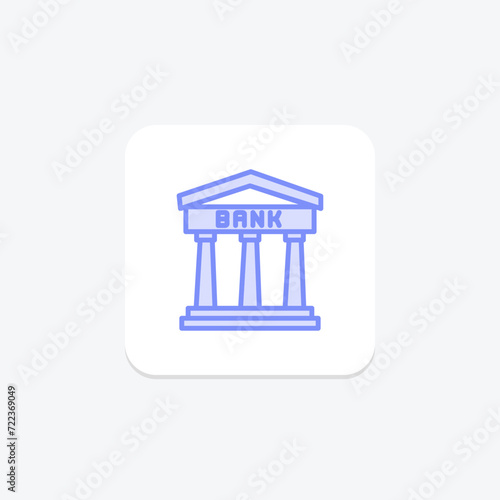 Bank icon, banking, finance, money, institution duotone line icon, editable vector icon, pixel perfect, illustrator ai file