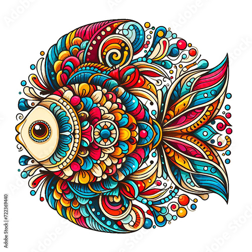 Colorful fish animal with a decorative pattern floral and ornamental mandala style design