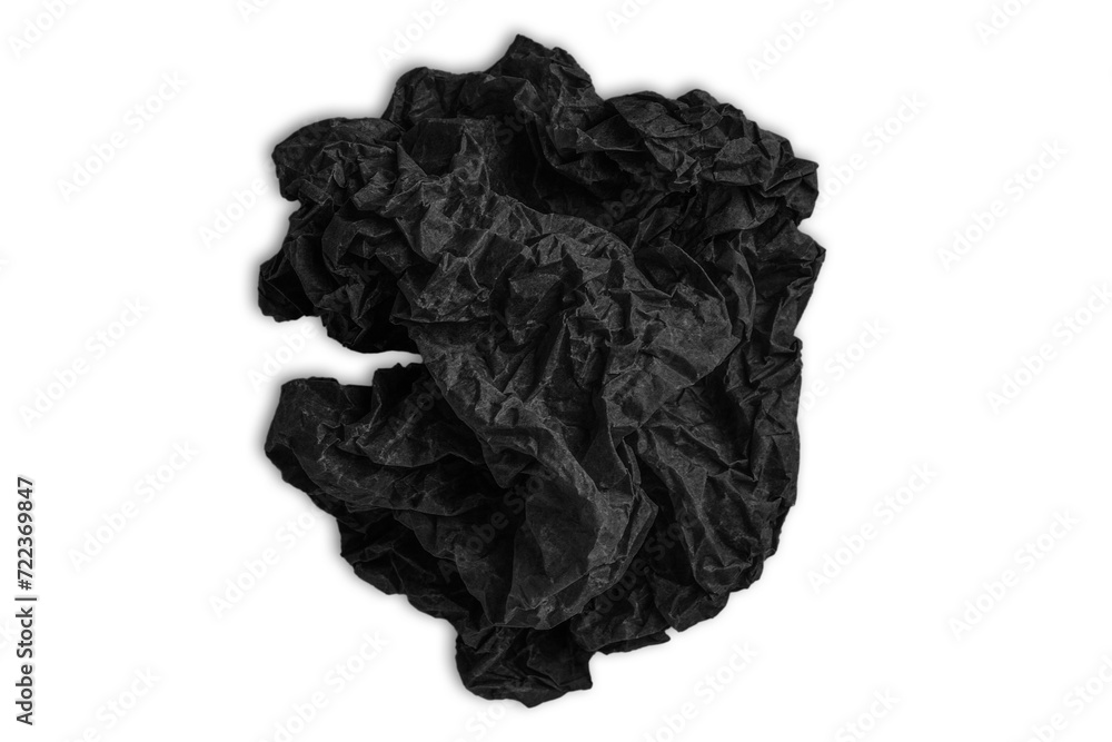Torn crumpled black paper. ball of paper. paper ball on a clean background Torn crumpled black paper. ball of paper. paper ball on a clean background