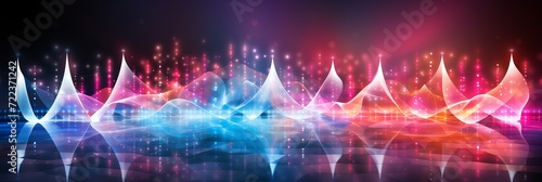 Bright particle wave abstract background for sound and music visualization