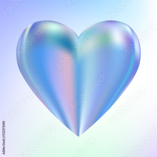 Holographic mother-of-pearl heart. Opal heart shape. Magic love talisman.