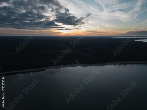 Nature of Estonia  sunset on the seashore  photo from a drone.