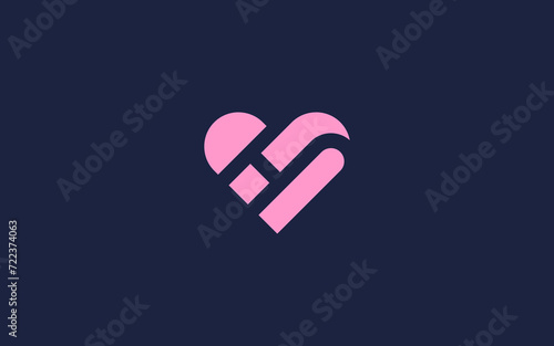 letter h with heart logo icon design vector design template inspiration