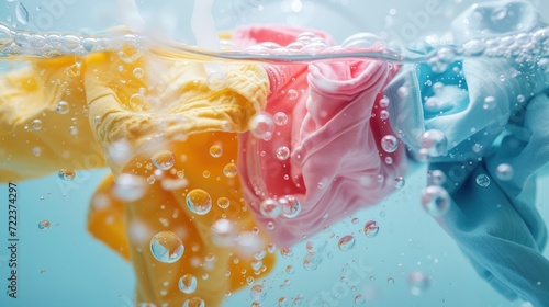 Effortless Laundry with Our Powerful Detergent Floating Clothes  Bubbles  and Wet Splashes Await