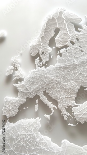 European global network and connectivity, paper art