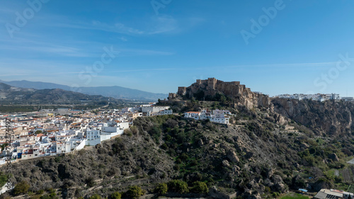 vista aérea del castillo de Salobreña en la provincia de Granada, Andalucía 