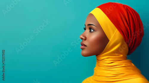 Woman Wearing Yellow and Red Hijab