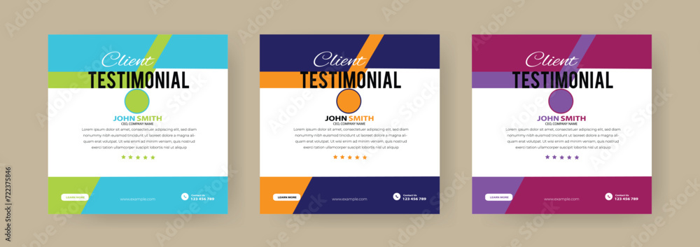 Clients testimonial web template banner design 2024