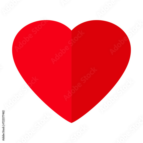 Red heart icon folded in half. Valentines day, symbol of love.