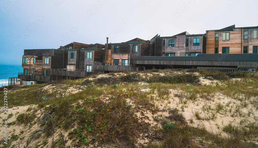 Condos and apartments on the beach. Modern beach-front complex just steps from the ocean, California Condos and apartments on the beach. Modern beach-front complex just steps from the ocean, California